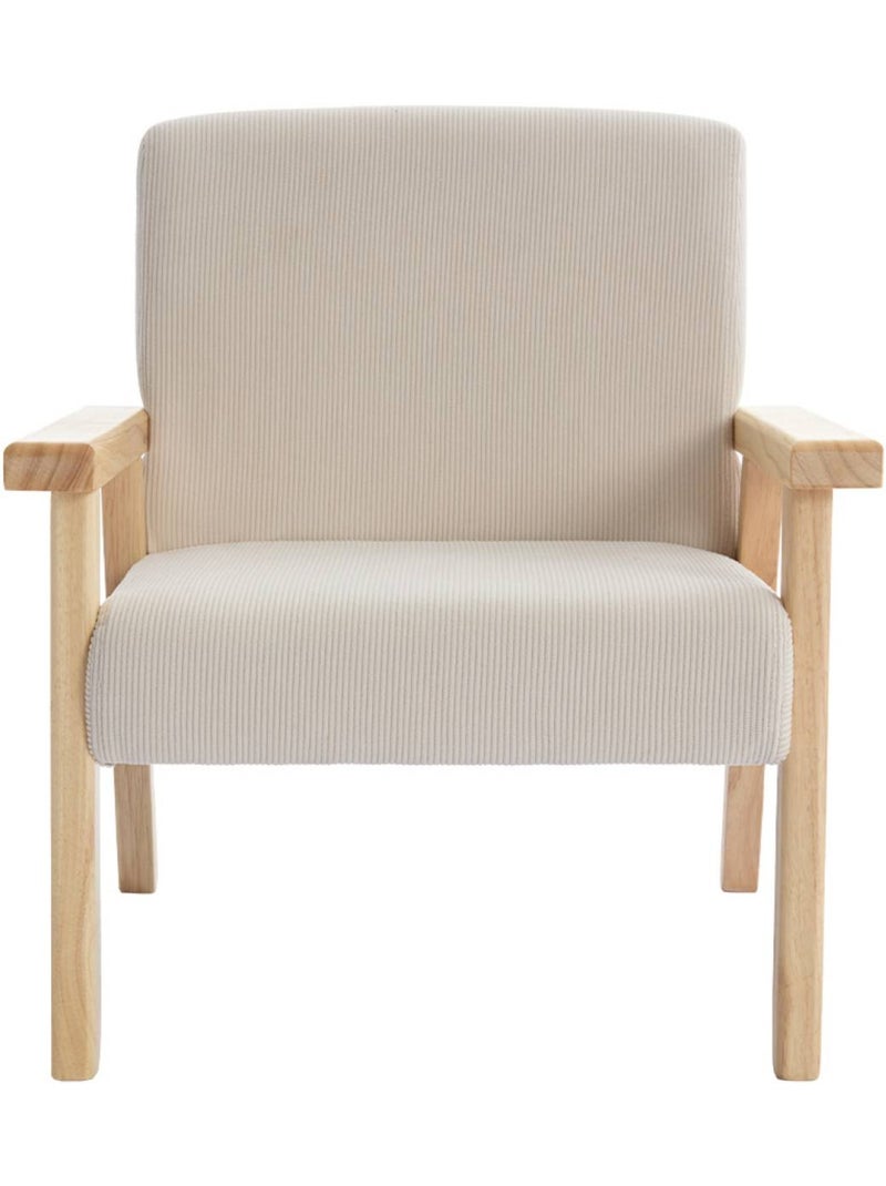 Fauteuil scandinave enfant velours côtelé et bois d'hévéa isak kid Crème - Kiabi