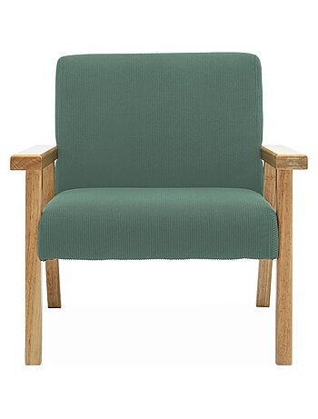 Fauteuil scandinave enfant velours côtelé et bois d'hévéa Isak Kid