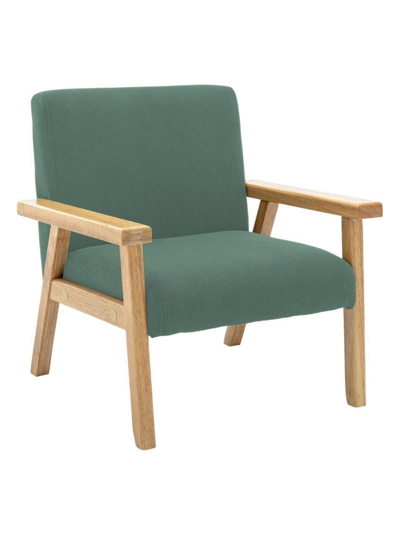 Fauteuil scandinave enfant velours côtelé et bois d'hévéa Isak Kid Kaki - Kiabi