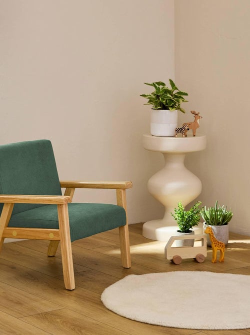 Fauteuil scandinave enfant velours côtelé et bois d'hévéa Isak Kid - Kiabi