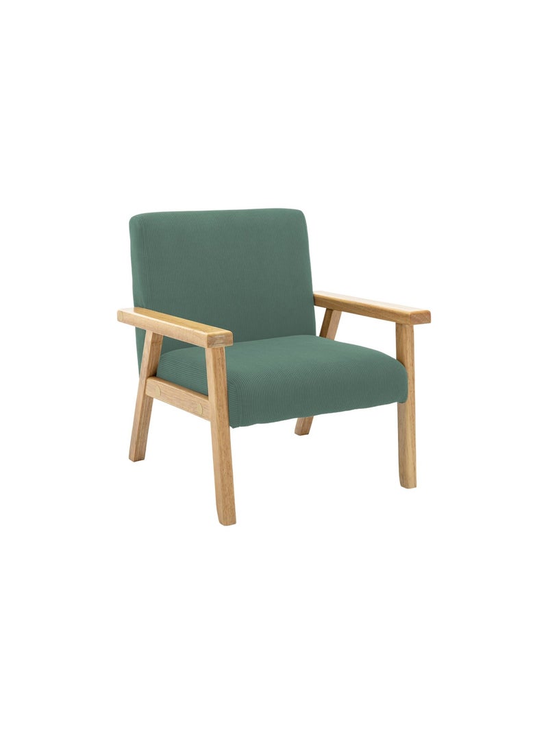 Fauteuil scandinave enfant velours côtelé et bois d'hévéa Isak Kid Kaki - Kiabi