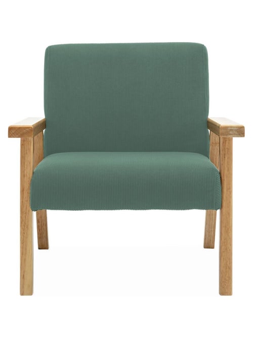 Fauteuil scandinave enfant velours côtelé et bois d'hévéa Isak Kid - Kiabi