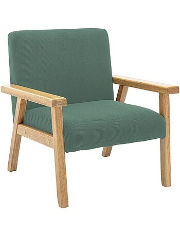 Fauteuil scandinave enfant velours côtelé et bois d'hévéa isak kid