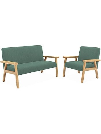 Fauteuil scandinave enfant velours côtelé et bois d'hévéa isak kid