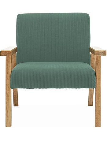 Fauteuil scandinave enfant velours côtelé et bois d'hévéa isak kid