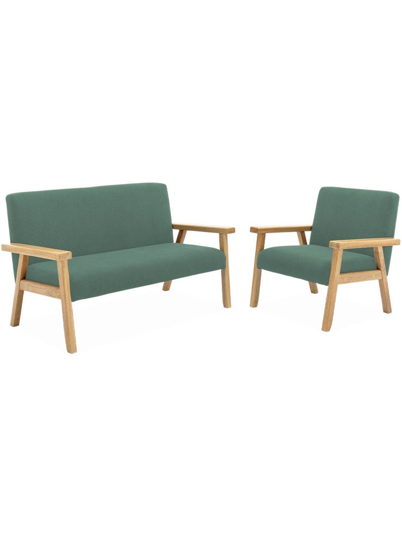 Fauteuil scandinave enfant velours côtelé et bois d'hévéa isak kid Kaki foncé - Kiabi