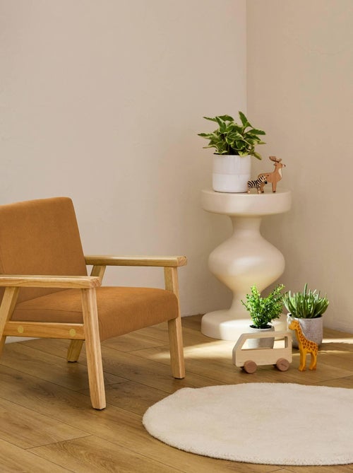 Fauteuil scandinave enfant velours côtelé et bois d'hévéa Isak Kid - Kiabi