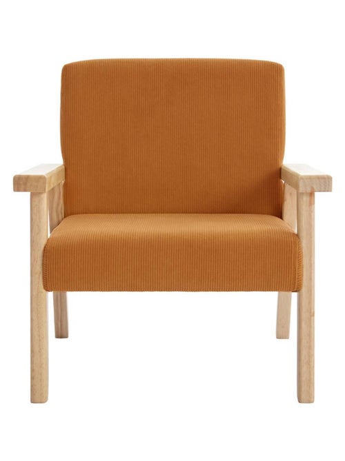 Fauteuil scandinave enfant velours côtelé et bois d'hévéa Isak Kid - Kiabi