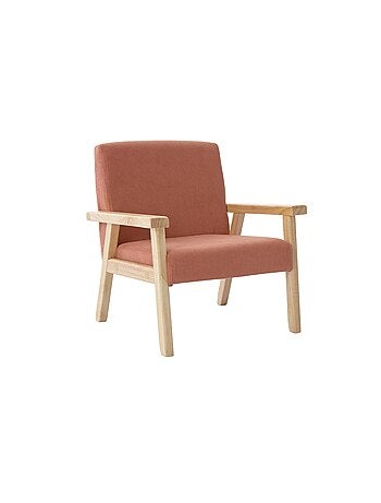 Fauteuil scandinave enfant velours côtelé et bois d'hévéa Isak Kid