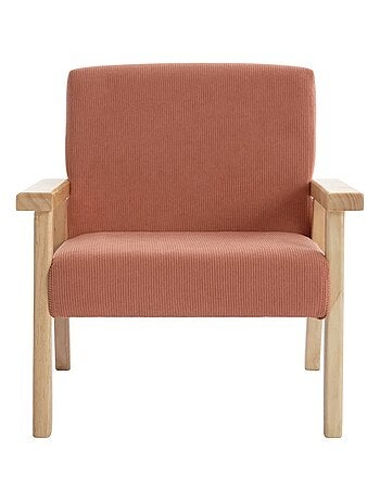 Fauteuil scandinave enfant velours côtelé et bois d'hévéa Isak Kid