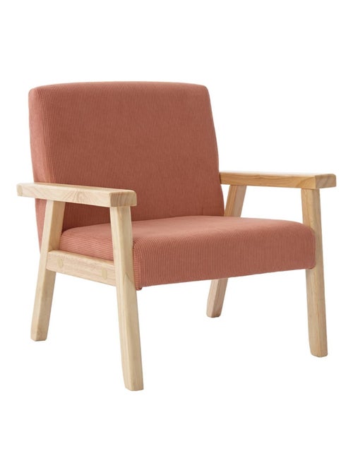 Fauteuil scandinave enfant velours côtelé et bois d'hévéa Isak Kid - Kiabi