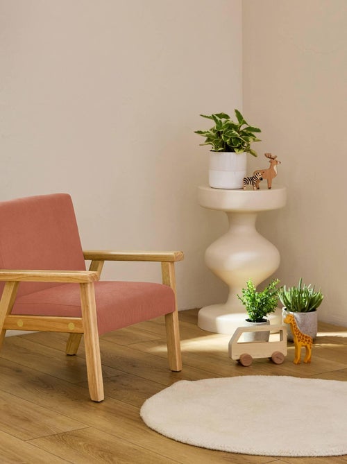 Fauteuil scandinave enfant velours côtelé et bois d'hévéa Isak Kid - Kiabi