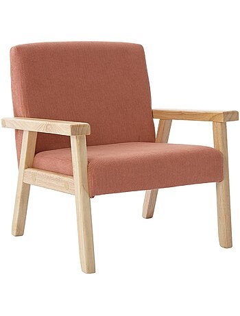Fauteuil scandinave enfant velours côtelé et bois d'hévéa isak kid