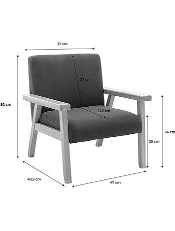 Fauteuil scandinave enfant velours côtelé et bois d'hévéa isak kid