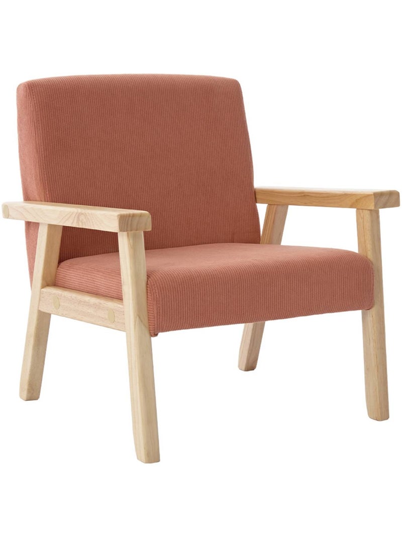 Fauteuil scandinave enfant velours côtelé et bois d'hévéa isak kid Terracotta - Kiabi