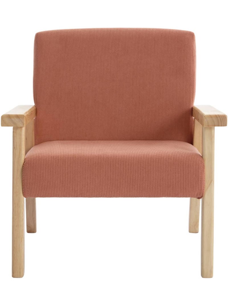 Fauteuil scandinave enfant velours côtelé et bois d'hévéa isak kid Terracotta - Kiabi
