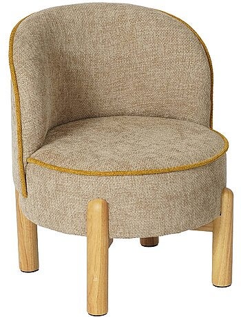 Fauteuil vintage enfant bois d'hévéa et tissu chenille Louisa