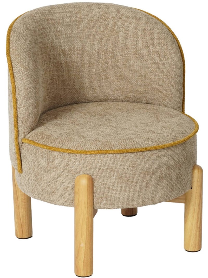 Fauteuil vintage enfant bois d'hévéa et tissu chenille Louisa Taupe - Kiabi