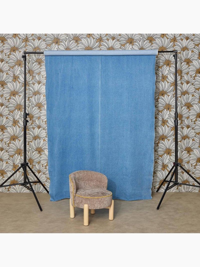 Fauteuil vintage enfant bois d'hévéa et tissu chenille Louisa Taupe - Kiabi