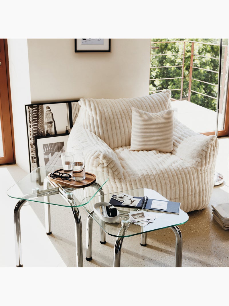 Fauteuil XL en velours côtelé Blanc - Kiabi