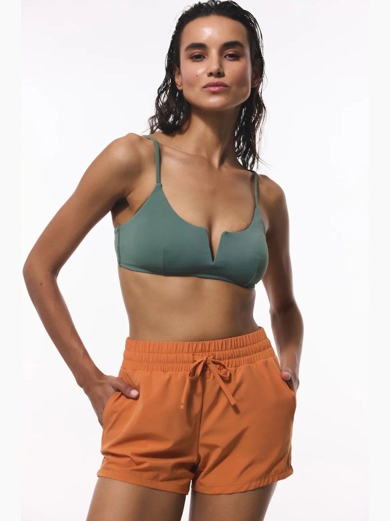 Felix short de bain mini en popeline avec détail à nouer penti Orange clair - Kiabi
