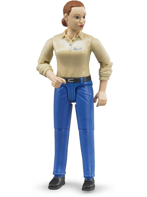 Femme à la peau claire et pantalon bleu - Kiabi