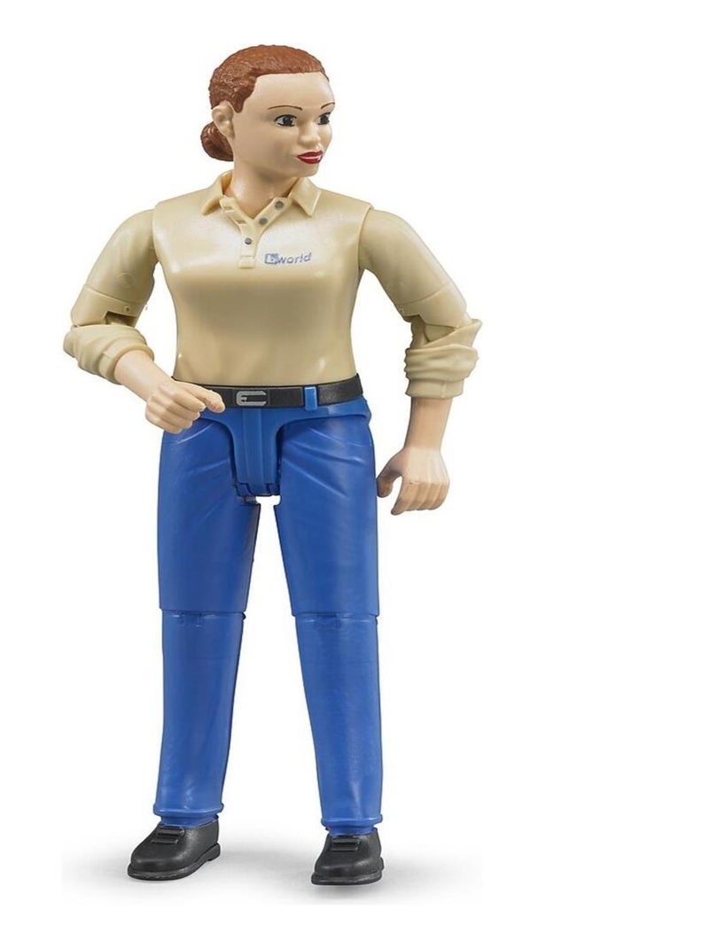 Femme à la peau claire et pantalon bleu N/A - Kiabi