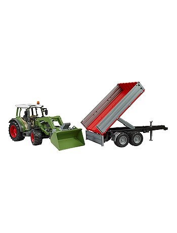 Fendt Vario 211 avec chargeur frontal et remorque à ridelle