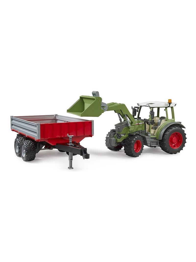 Fendt Vario 211 avec chargeur frontal et remorque à ridelle Vert - Kiabi