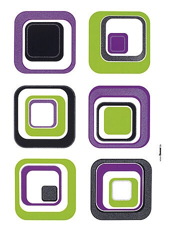 Fever, Sticker mural motifs carrés multicolores vintage - 50x70 cm