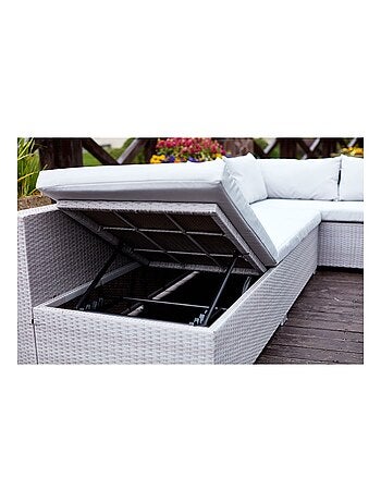 Fidji Noir/Blanc : salon de jardin encastrable en résine tressée 10 personnes