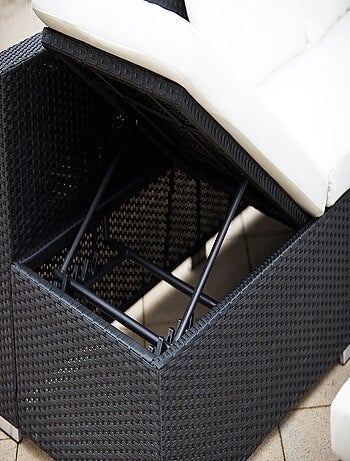 Fidji Noir/Blanc : salon de jardin encastrable en résine tressée 10 personnes