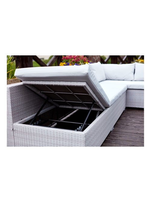 FIDJI Salon de jardin encastrable 10 places en résine gris-gris - Kiabi