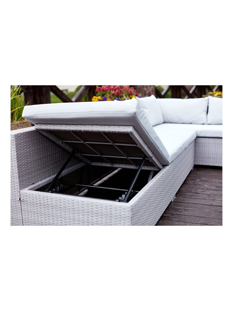 FIDJI Salon de jardin encastrable 10 places en résine gris-gris Gris Blanc - Kiabi
