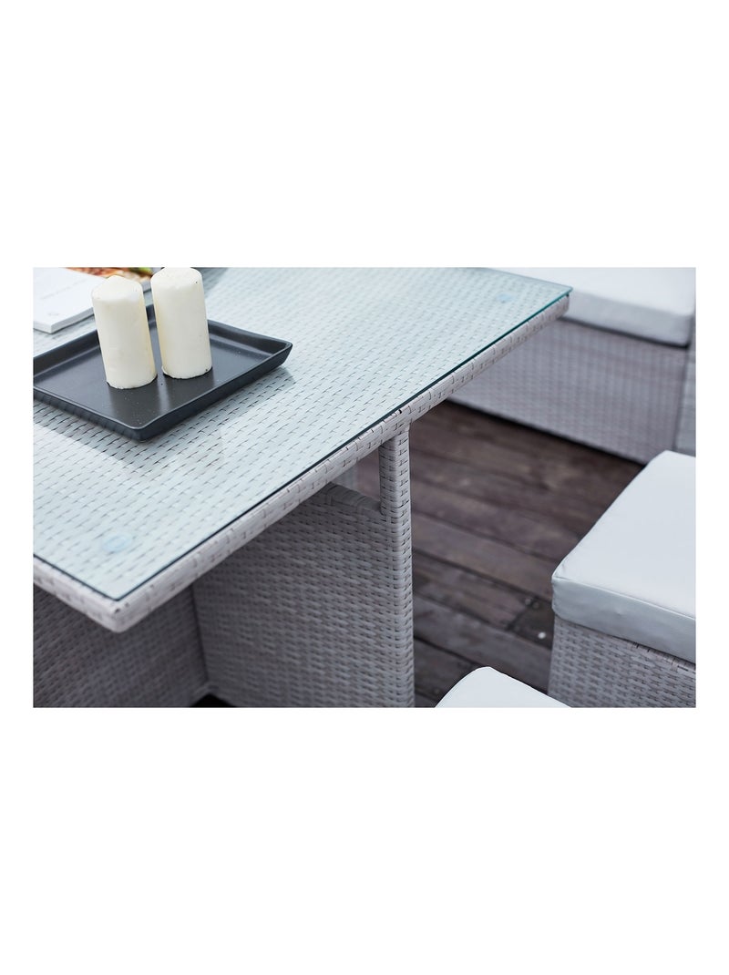 FIDJI Salon de jardin encastrable 10 places en résine gris-gris Gris Blanc - Kiabi