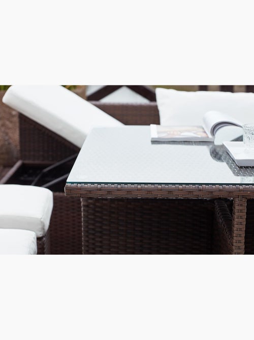FIDJI Salon de jardin encastrable 10 places en résine marron-blanc - Kiabi
