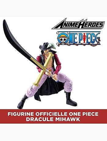 Figurine anime heroes articulée - bandai - one piece - dracule mihawk œil de faucon - 17 cm