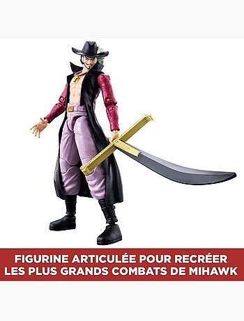 Figurine anime heroes articulée - bandai - one piece - dracule mihawk œil de faucon - 17 cm