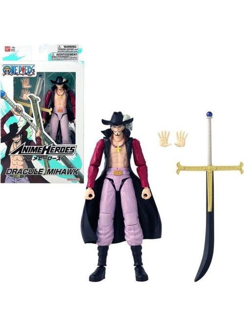 Figurine anime heroes articulée - bandai - one piece - dracule mihawk œil de faucon - 17 cm - Kiabi