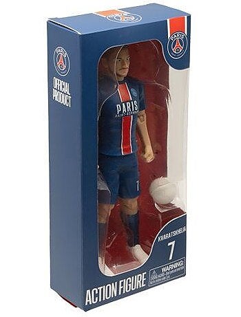 Figurine articulée 20 cm + ballon - Khvicha Kvaratskhelia n°7 - PSG MEGABLEU