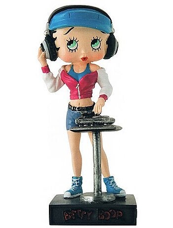 Figurine 'Betty Boop' DJ en résine peinte à la main – 15 cm