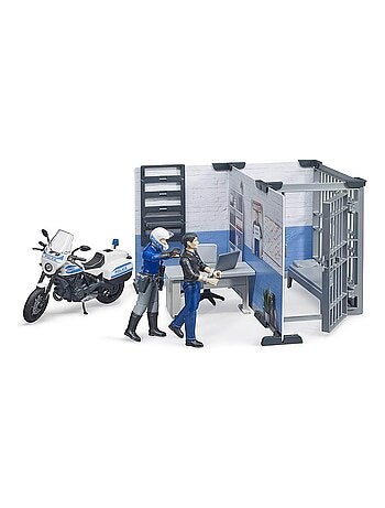 Figurine Bworld : Poste de police avec moto