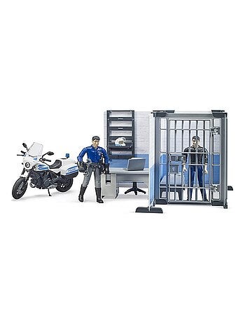 Figurine Bworld : Poste de police avec moto