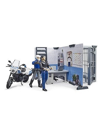 Figurine Bworld : Poste de police avec moto