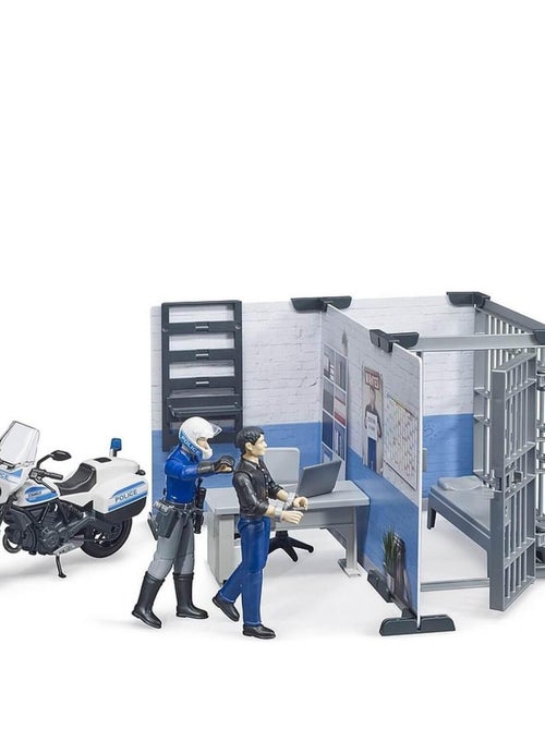 Figurine Bworld : Poste de police avec moto - Kiabi
