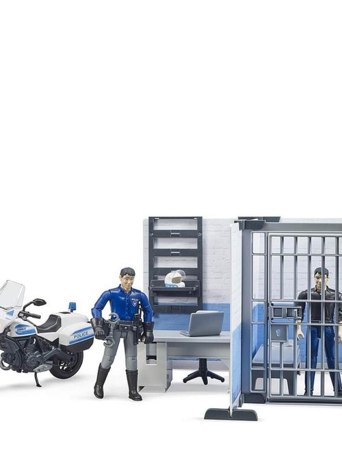Figurine Bworld : Poste de police avec moto - Kiabi