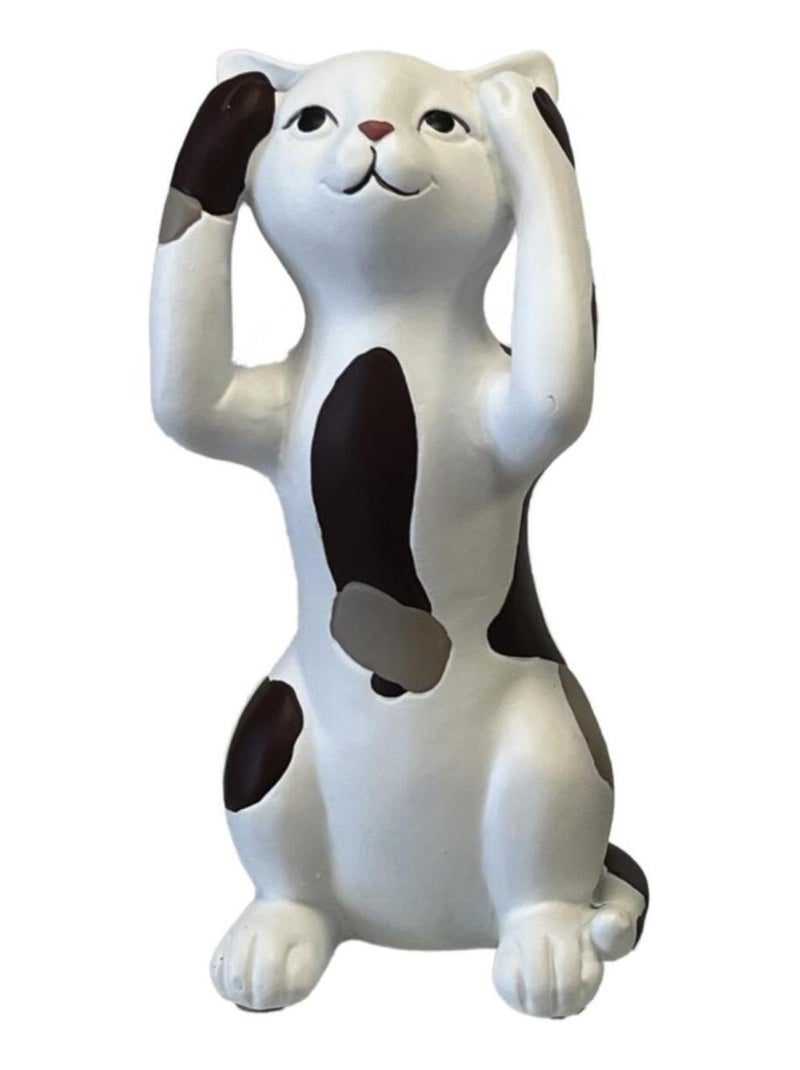 Figurine chat de décoration en résine je n'entends rien Blanc - Kiabi