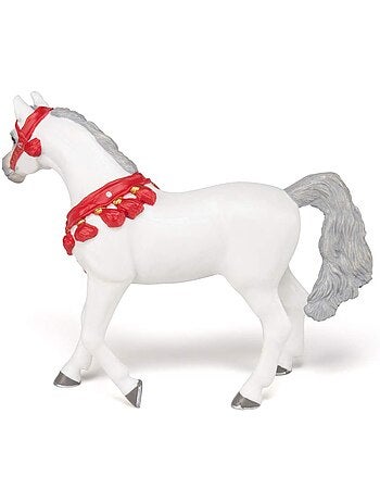 Figurine cheval arabe blanc en tenue de parade