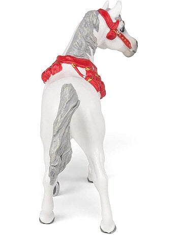 Figurine cheval arabe blanc en tenue de parade