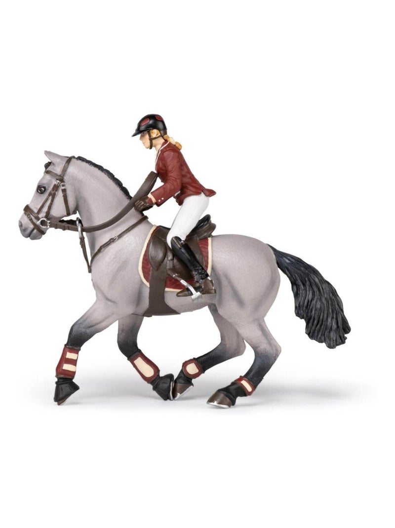 Figurine Cheval de concours et sa cavalière Gris - Kiabi
